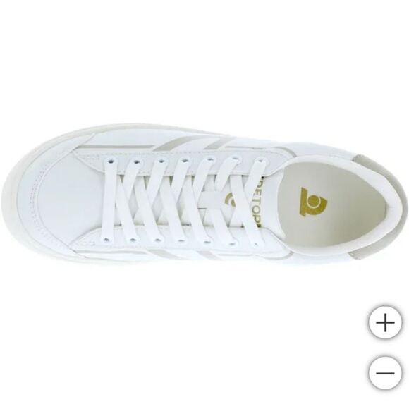 White and Gray Leather Casual Sneakers - Picture 3 of 6